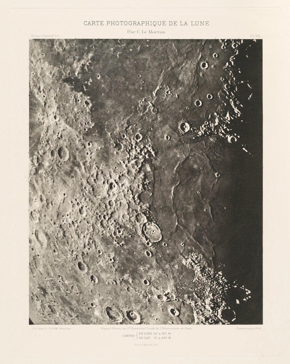 Carte photographique de la lune, planche VIII (Photographic Chart of the Moon, plate VIII),March 15 - Charles le Morvan