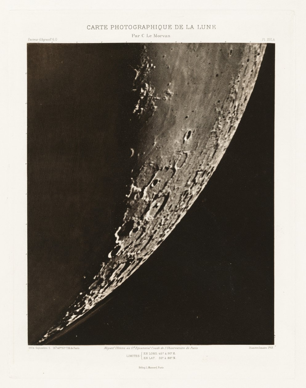 Carte photographique de la lune, planche XVI.A (Photographic Chart of the Moon, plate XVI.A),September 5 - Charles le Morvan
