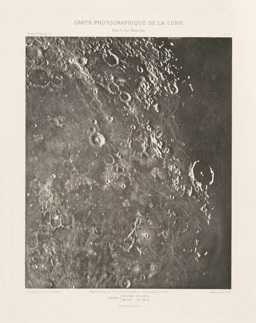 Carte photographique de la lune, planche XX (Photographic Chart of the Moon, plate XX),March 22 - Charles le Morvan