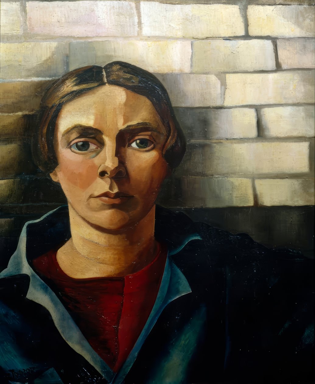 Selbstbildnis vor einer Mauer von Charley Toorop