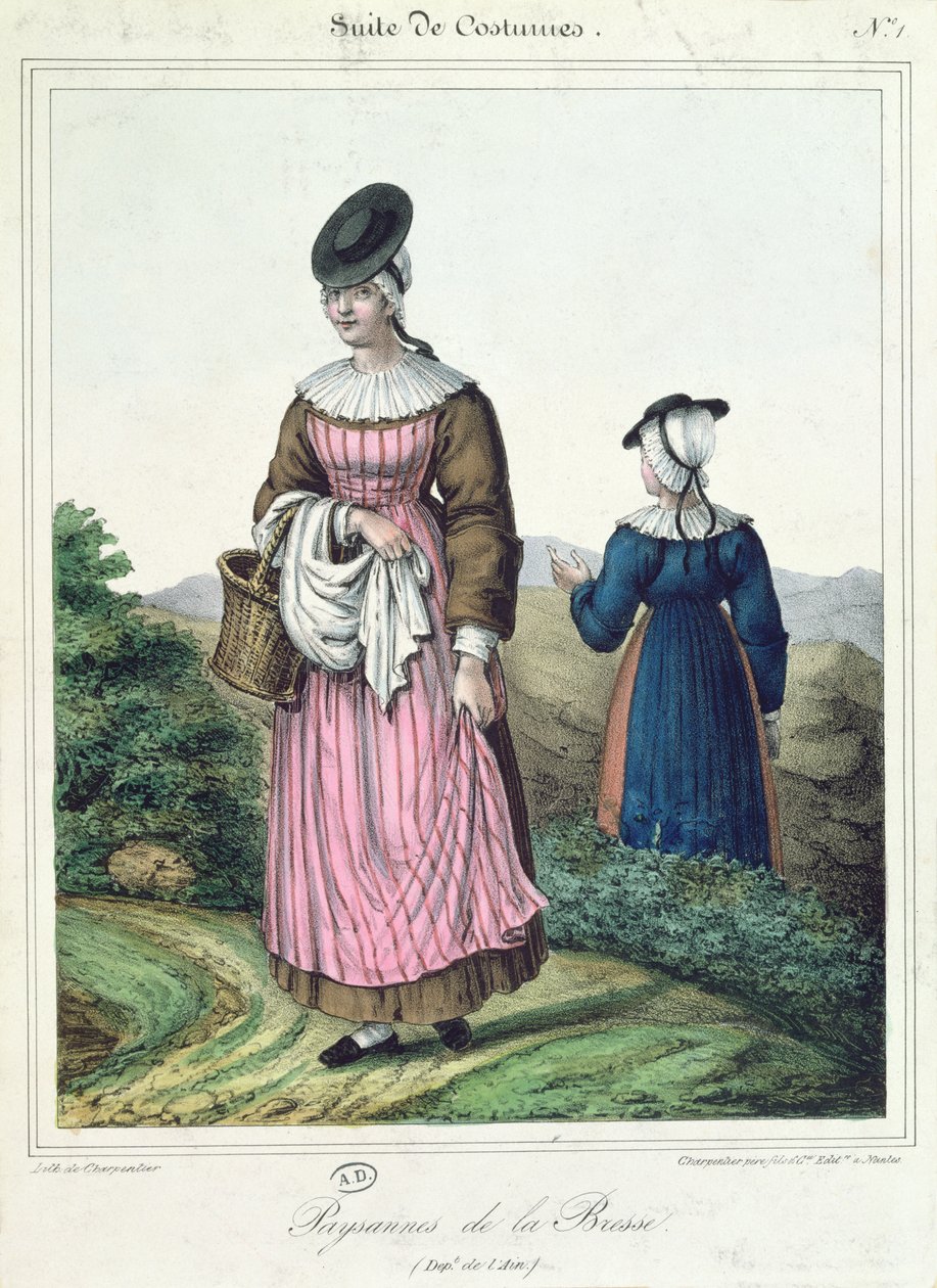 Costumes paysans de la région de la Bresse, 1845 - Charpentier