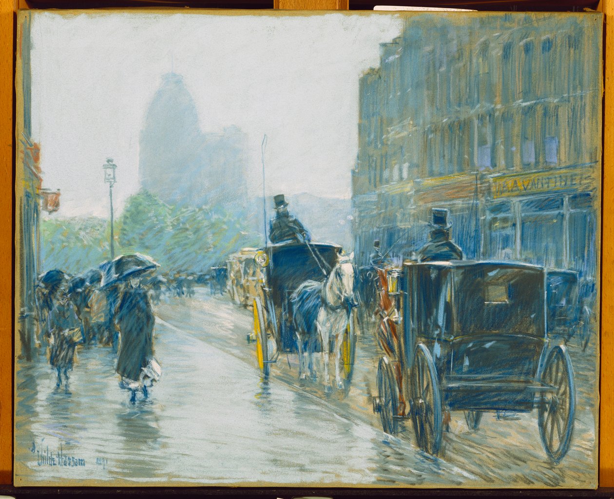 Fiacres à cheval, New York - Childe Frederick Hassam