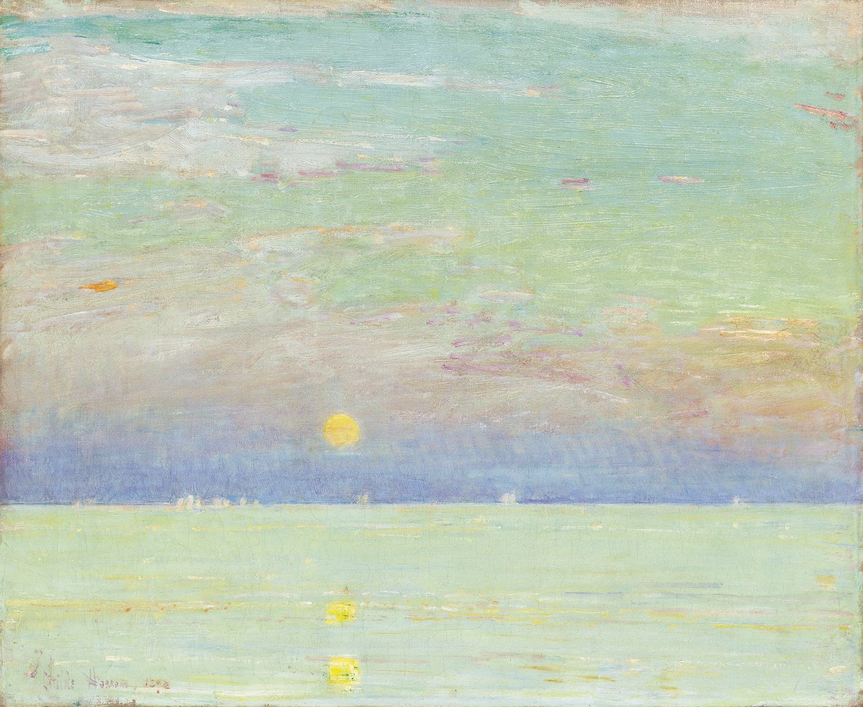 Lever de lune au coucher du soleil, Cape Ann - Childe Frederick Hassam