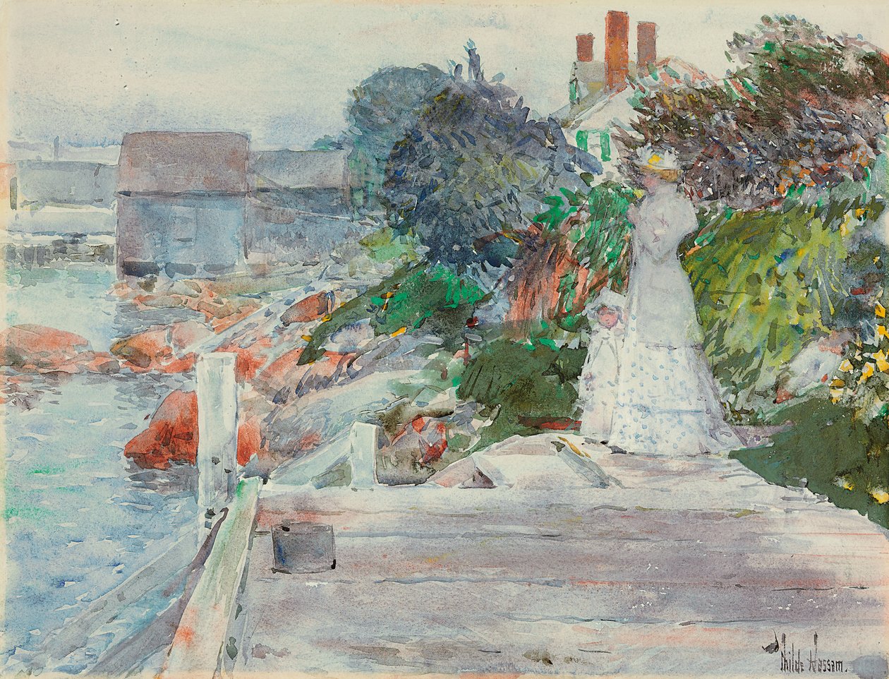 Front de mer, Gloucester, Massachusetts, c.1890-95 - Childe Frederick Hassam