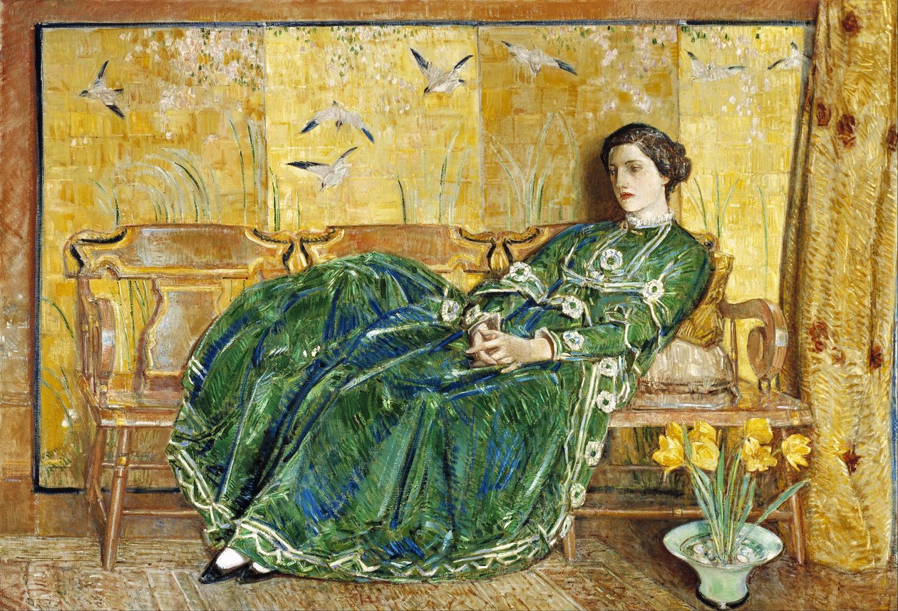 Avril : (La robe verte) - Childe Hassam