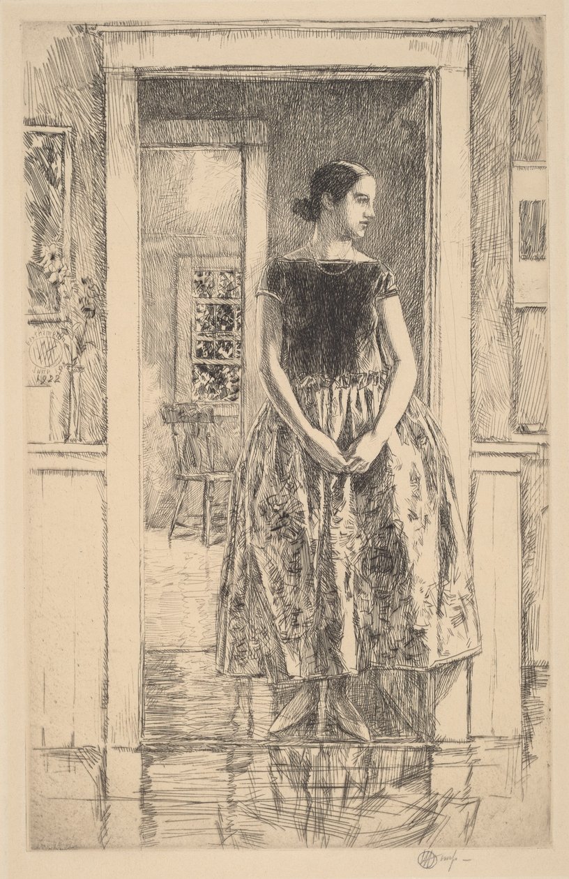 Une jeune fille en robe moderne - Childe Hassam