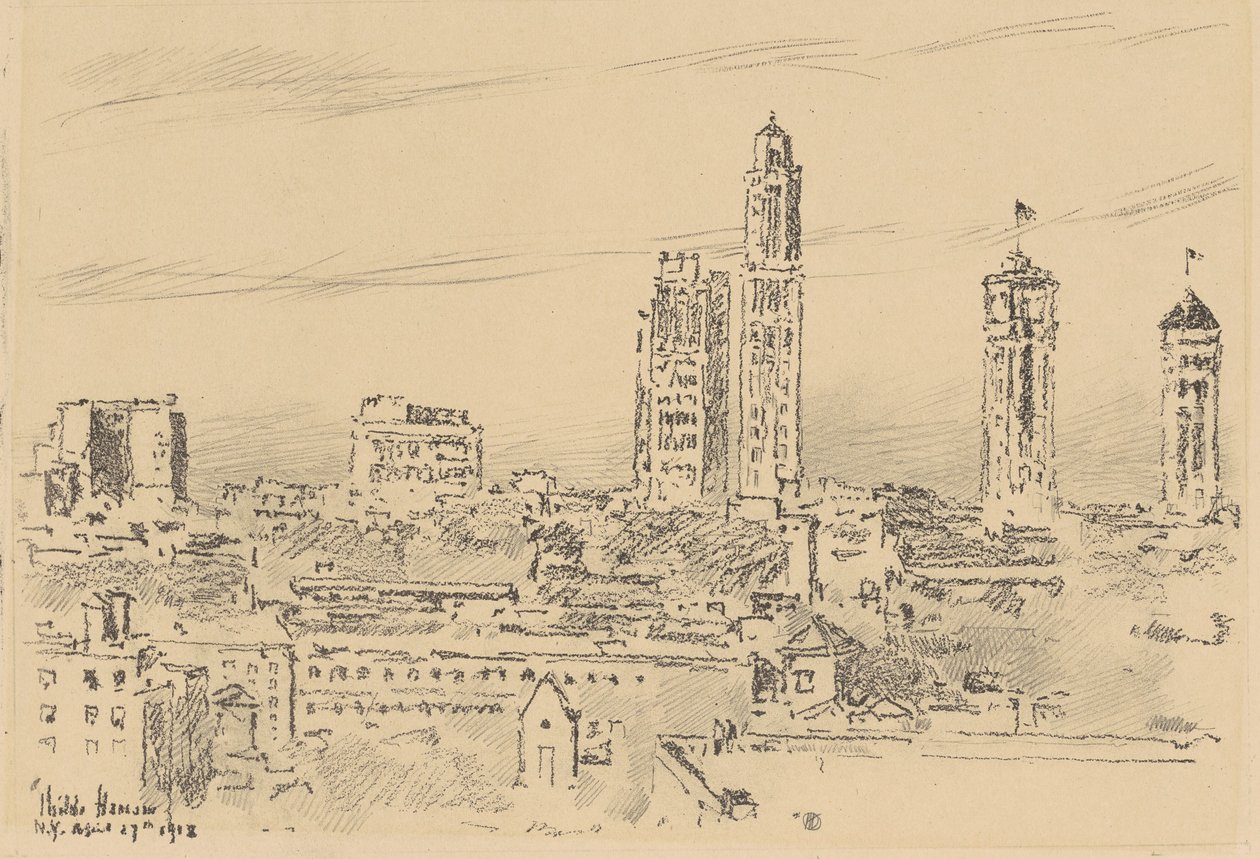 Skyline de New York, bâtiments clairs - Childe Hassam