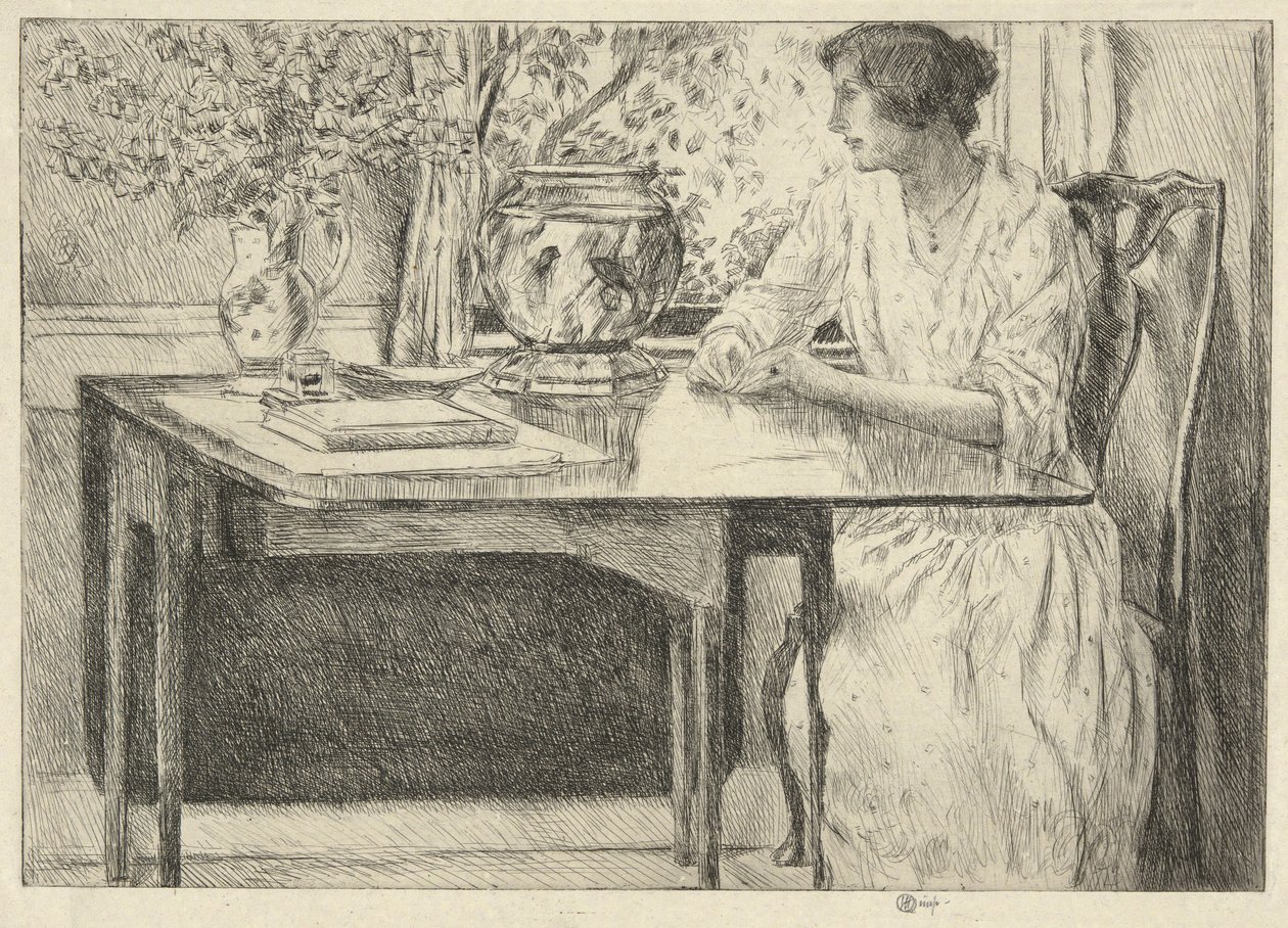 La Table Coloniale (Holley House, Cos Cob) (recto); Paysage avec Grange (verso) - Childe Hassam