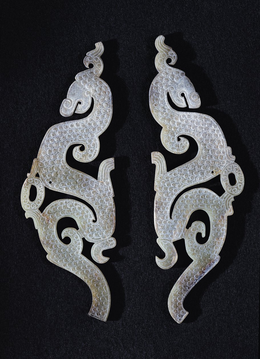 Deux dragons, c.475-221 av. J.-C. (jade) - Chinese School