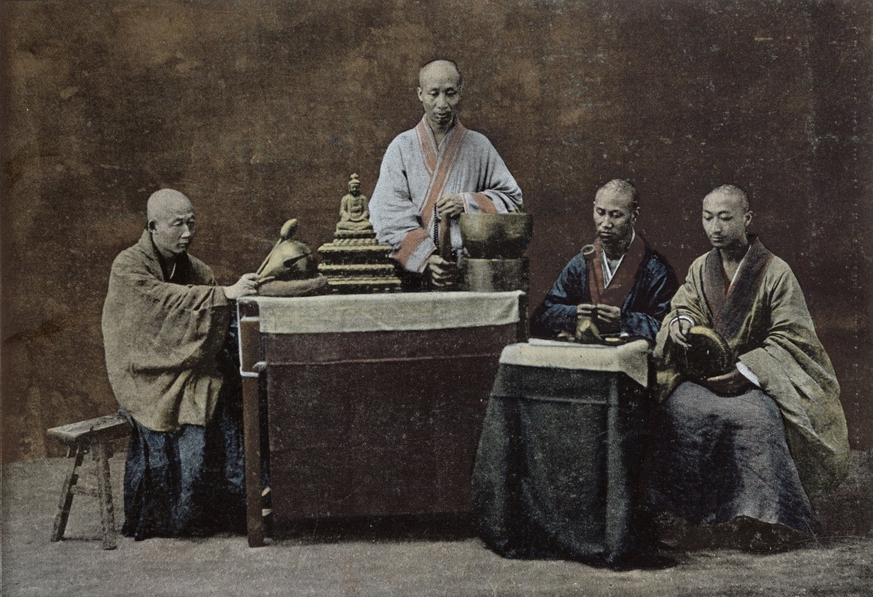 Un groupe de bonzes chinois; gravé et imprimé par Gilot; 1896 - Chinese School