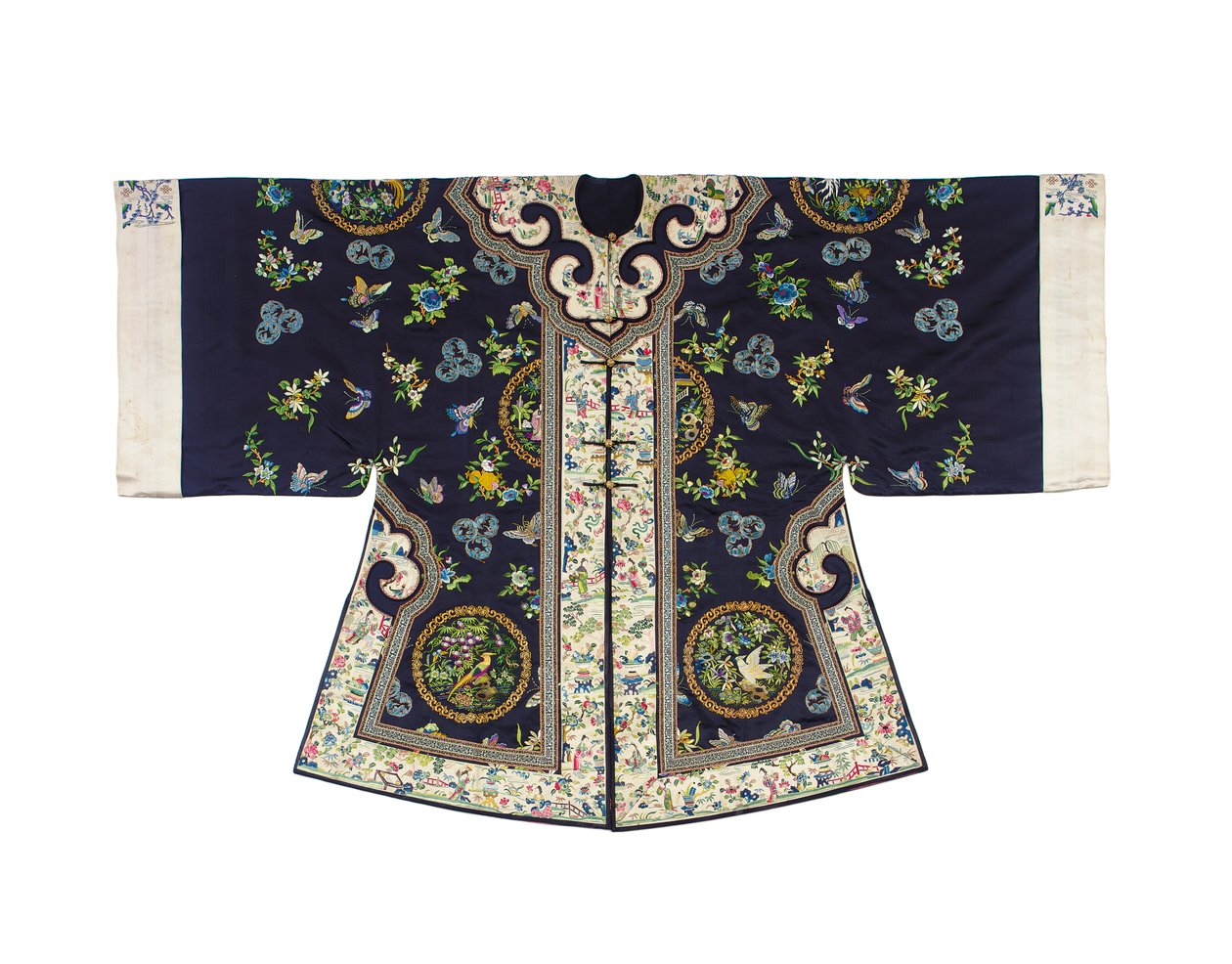 Manteau informel brodé bleu nuit pour femme Han, waitao, 3ème quart du 19ème siècle - Chinese School