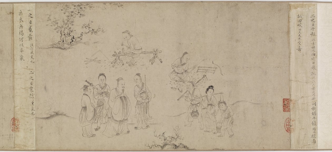 Illustrations du septième mois des Odes de Bin, dynastie Song ou Yuan, milieu 13e-milieu 14e siècle - Chinese School