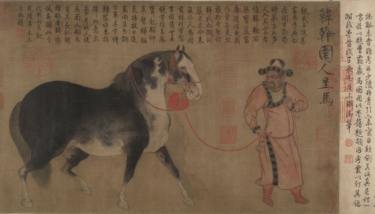 Étalon avec palefrenier, rouleau de main - Chinese School Chinese School