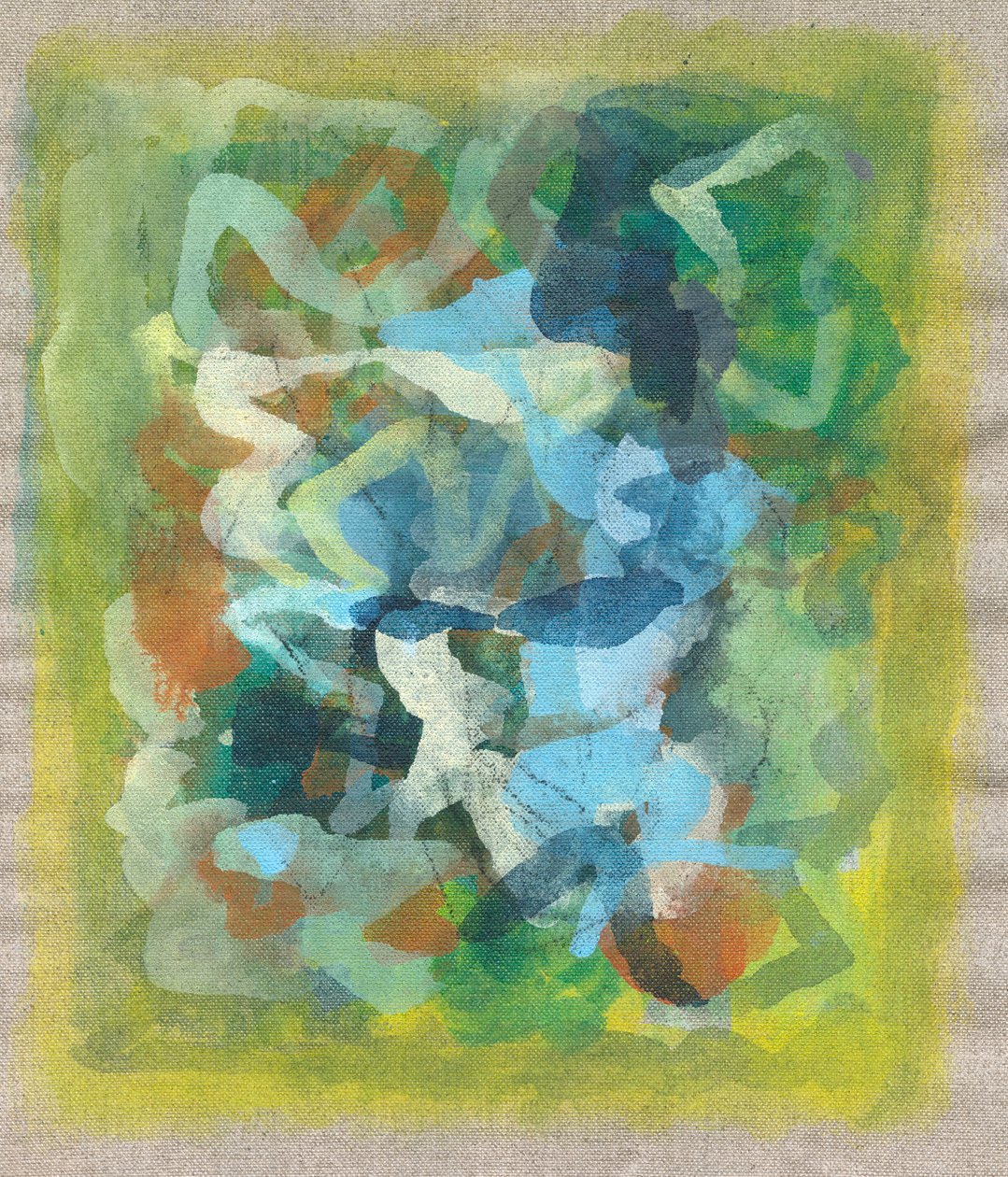 Composition abstraite III, 2023 (technique mixte - encre acrylique, aquarelle et fusain sur lin) - Ching Fun Tso