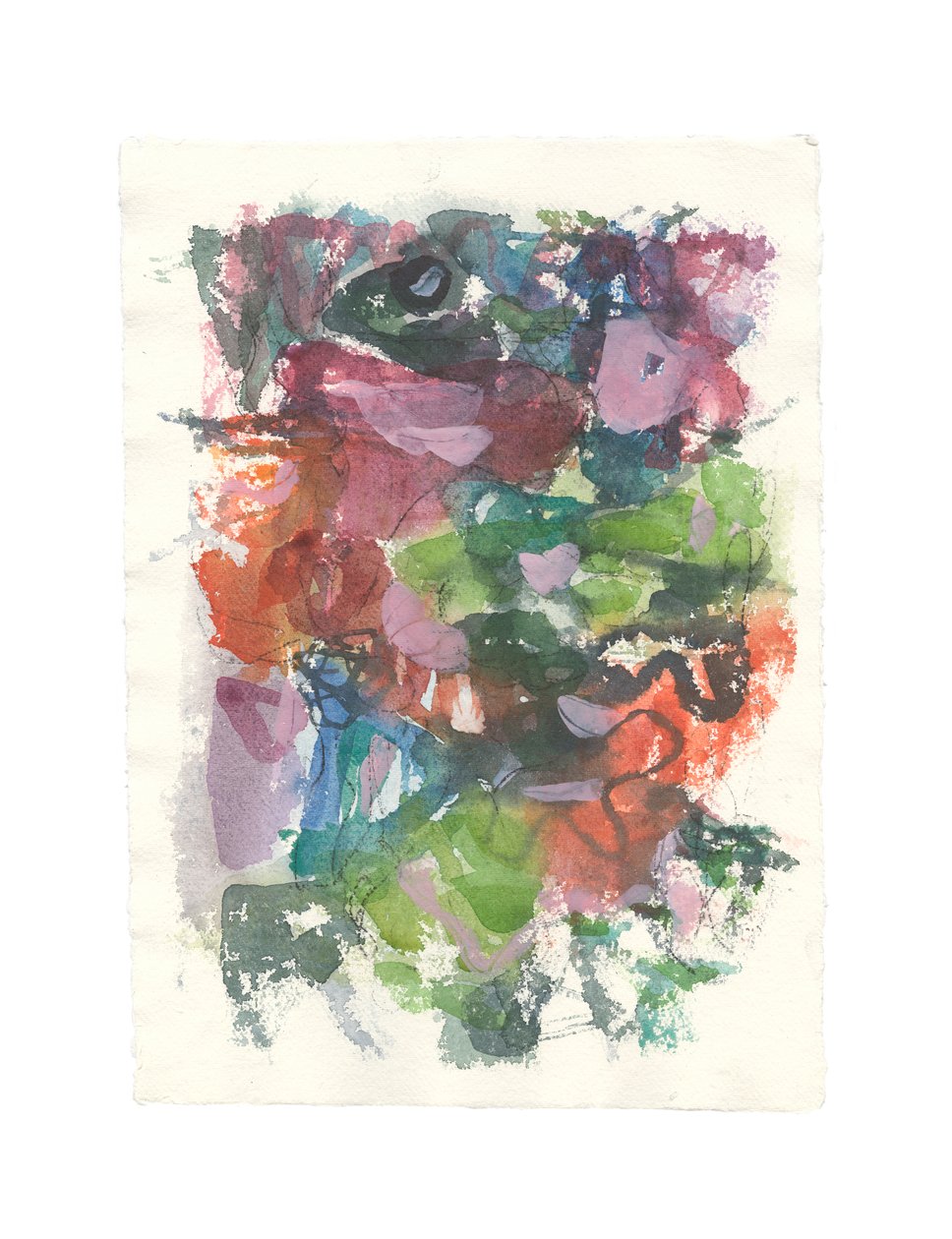 Composition abstraite, Série organique, 2021 (aquarelle, gouache et fusain sur papier aquarelle fait main) - Ching Fun Tso