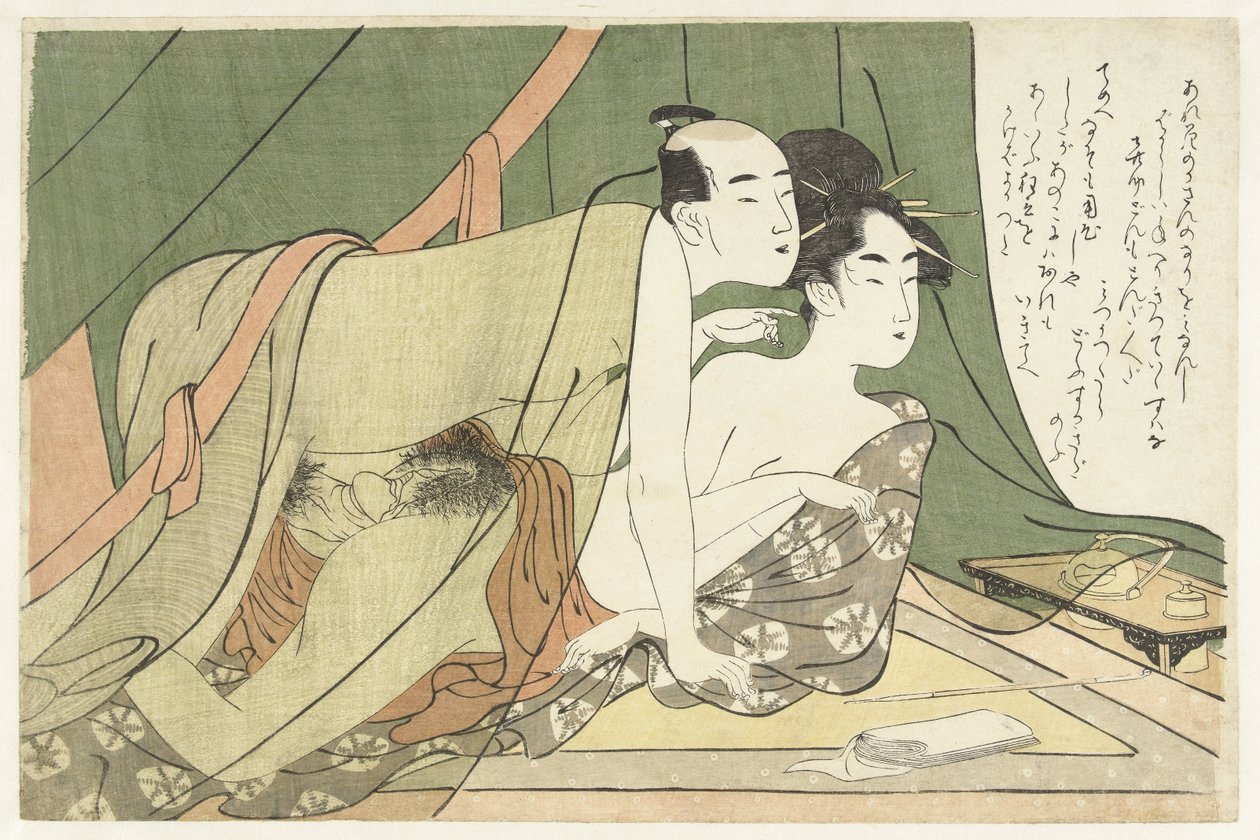 Couple amoureux sous une moustiquaire - Chôkyôsai Eiri