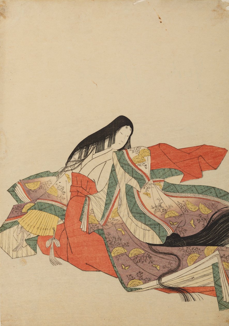 Dame de cour assise, tournée vers la gauche, planche de l