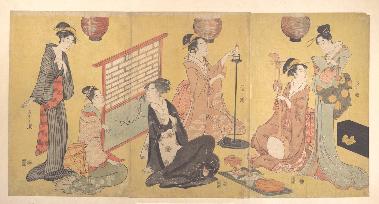 Geisha se préparant pour un divertissement - Chobunsai Eishi