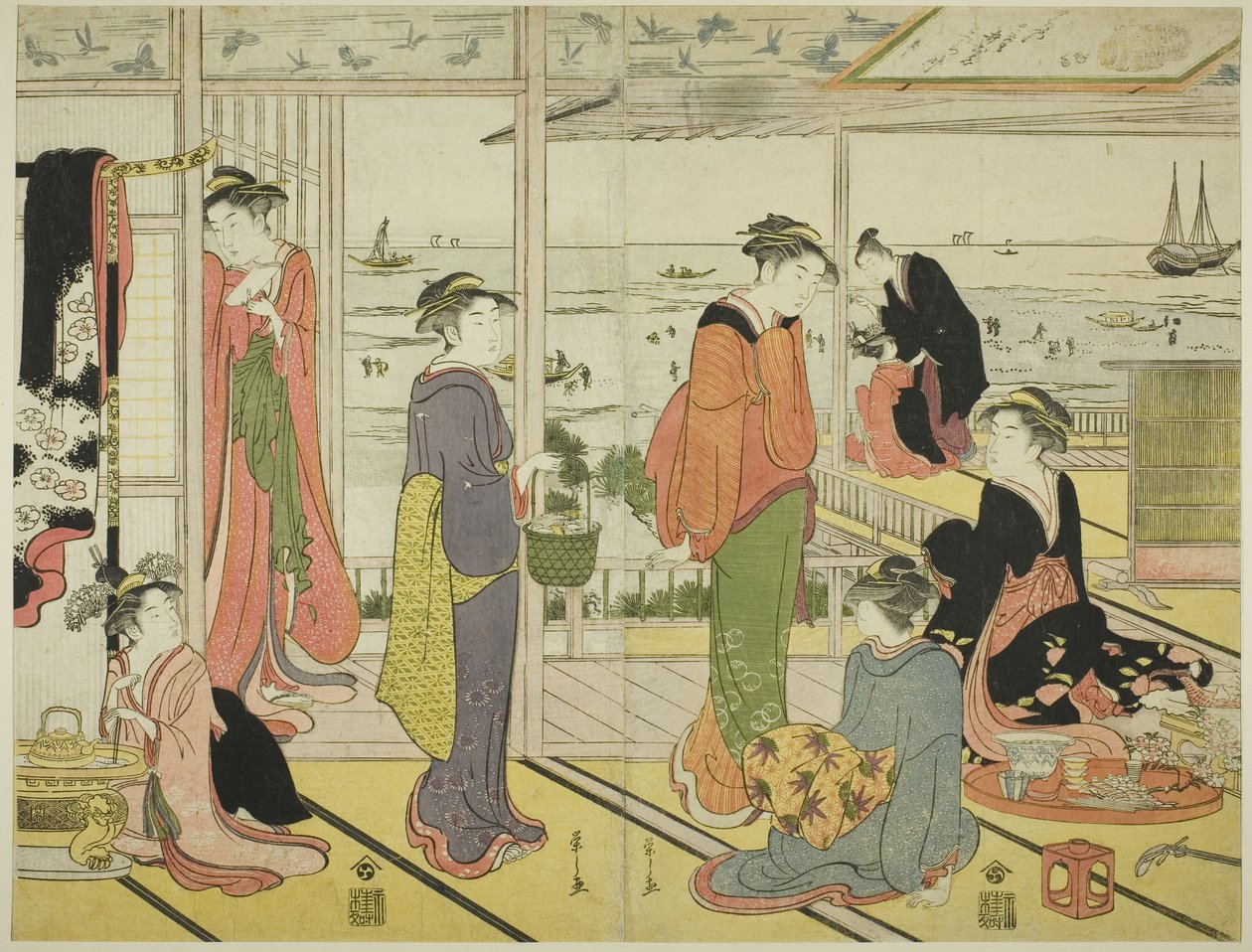 Dans une maison de plaisir à Shinagawa (Shinagawa no rojo) - Chobunsai Eishi