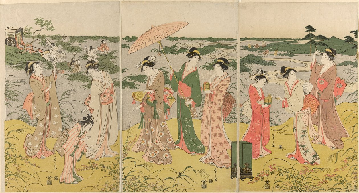 Parodie de chasse aux insectes courtoise - Chobunsai Eishi