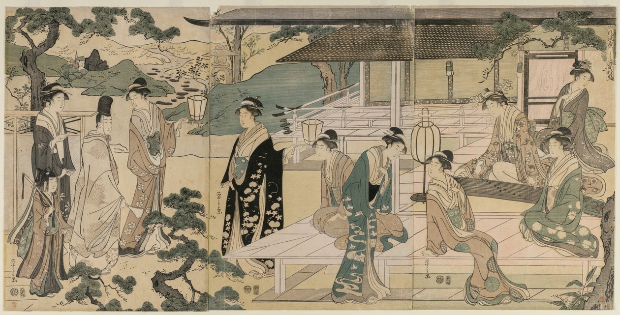 Le chapitre Matsukaze du Conte de Genji (de la série Le Conte de Genji en robe élégante moderne) - Chobunsai Eishi