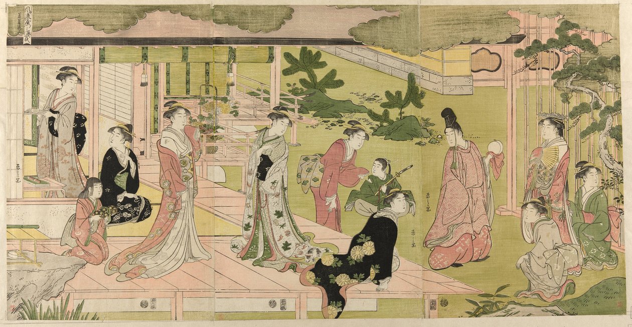 Wakana, Partie 1 (Wakana, jo), de la série "Une parodie à la mode du Conte de Genji (Furyu yatsushi Genji)" - Chobunsai Eishi