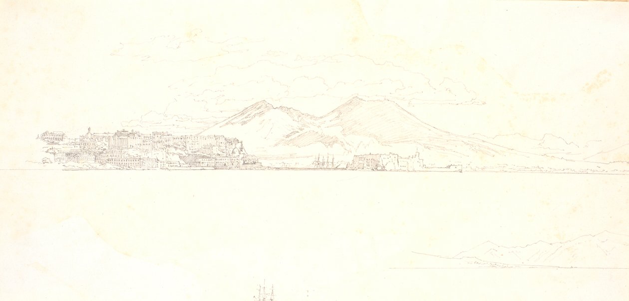 Vue de la baie de Naples depuis la Villa Reale. En arrière-plan, le Vésuve - Christen Købke