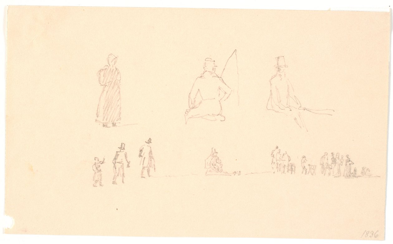 Deux rangées de croquis de figures - Christen Købke