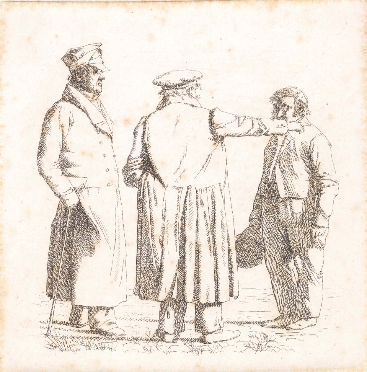 Trois figures de portrait, maître boulanger Købke, Major Krohn et sergent d