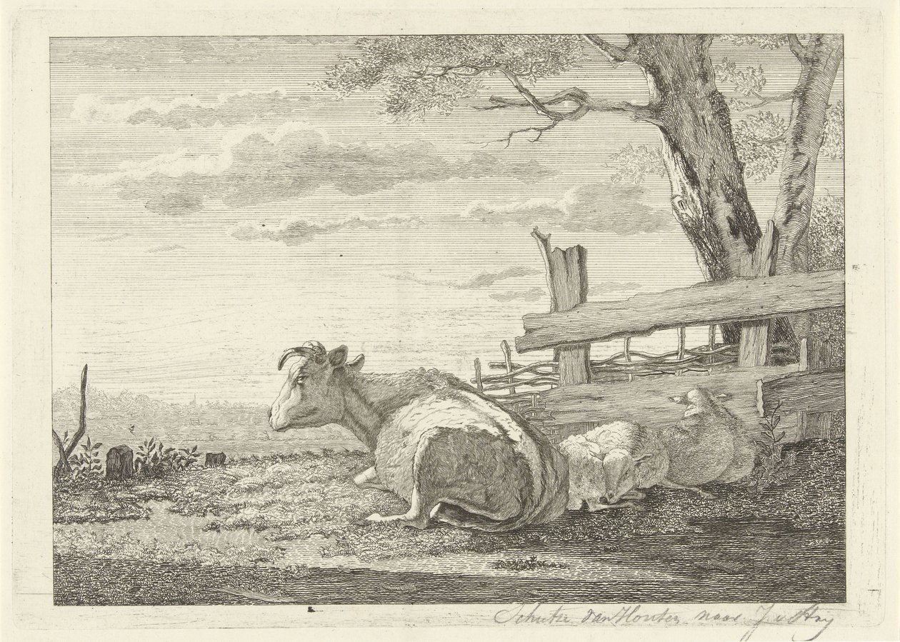 Bétail se reposant dans un paysage - Christiaan Godfried Schutze van Houten