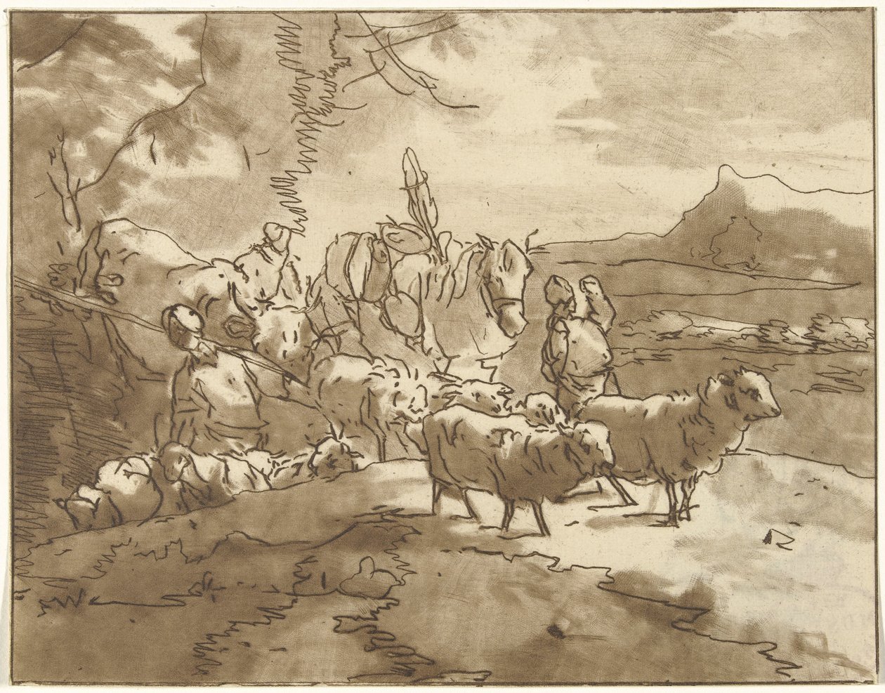 Paysage avec bergers et bétail - Christiaan Josi