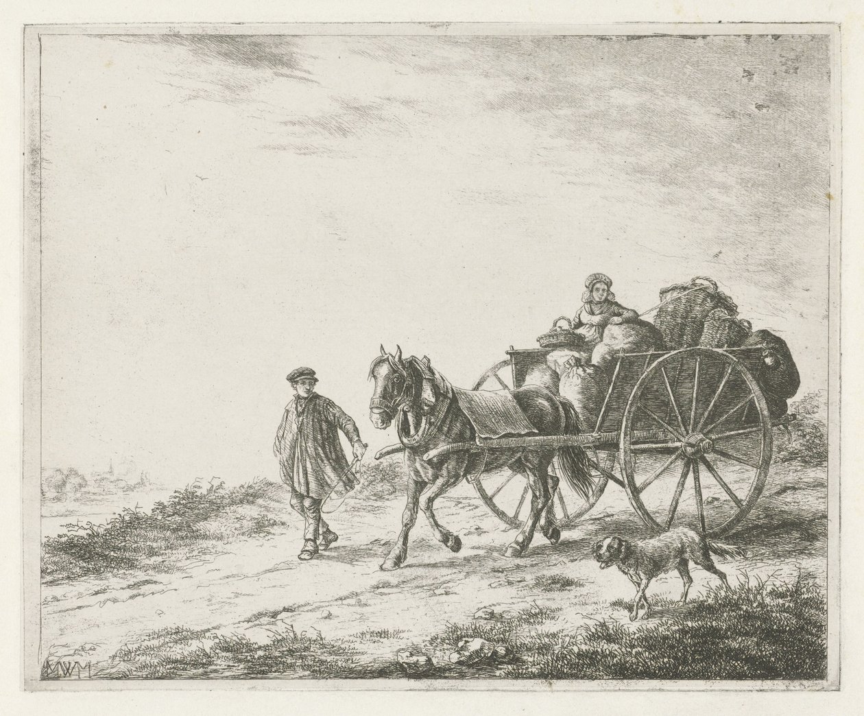 Chariot de paysan avec chargement - Christiaan Wilhelmus Moorrees
