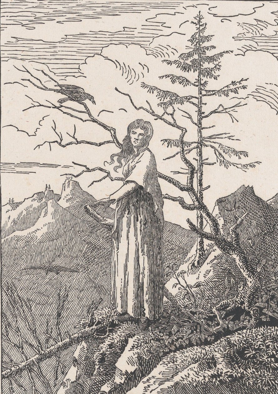 Femme avec un Corbeau Die Frau mit dem Raben am Abgrund - Christian Friedrich