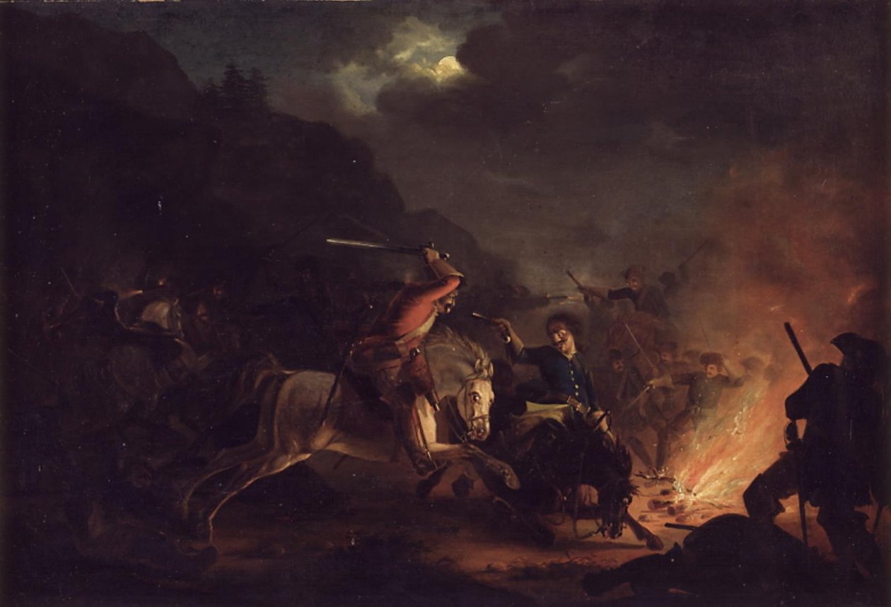 Escarmouche nocturne entre cavalerie norvégienne et suédoise - Christian Holm