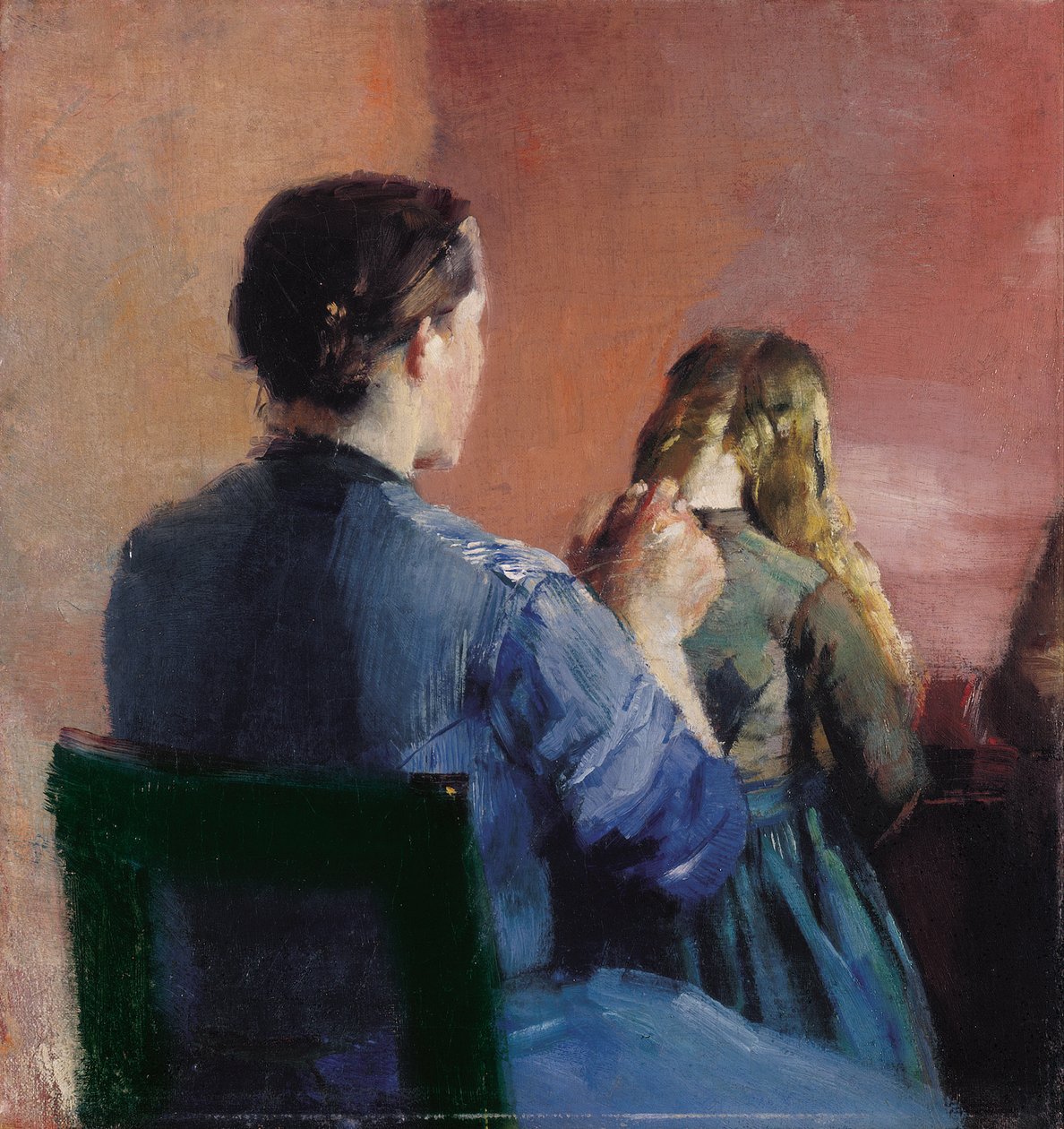 Une mère qui coiffe sa petite fille - Christian Krohg