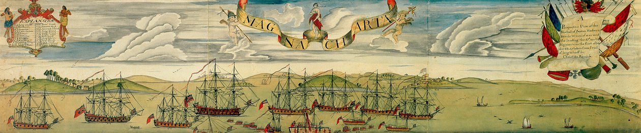 Vue en perspective du blocus du port de Boston, vers 1768 - Christian Remick