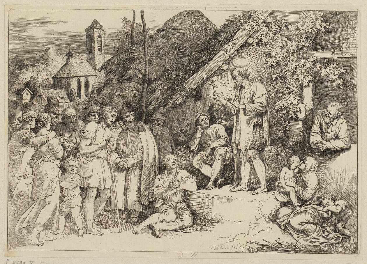 Saint Jacques prêche dans un village - Christian Wilhelm Ernst Dietrich