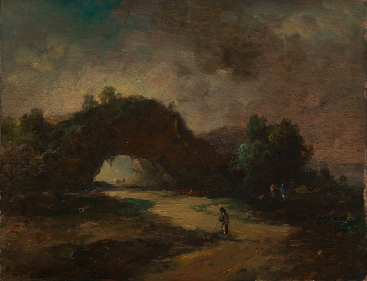 Paysage avec une arche rocheuse recouverte de broussailles - Christian Wilhelm Ernst Dietrich