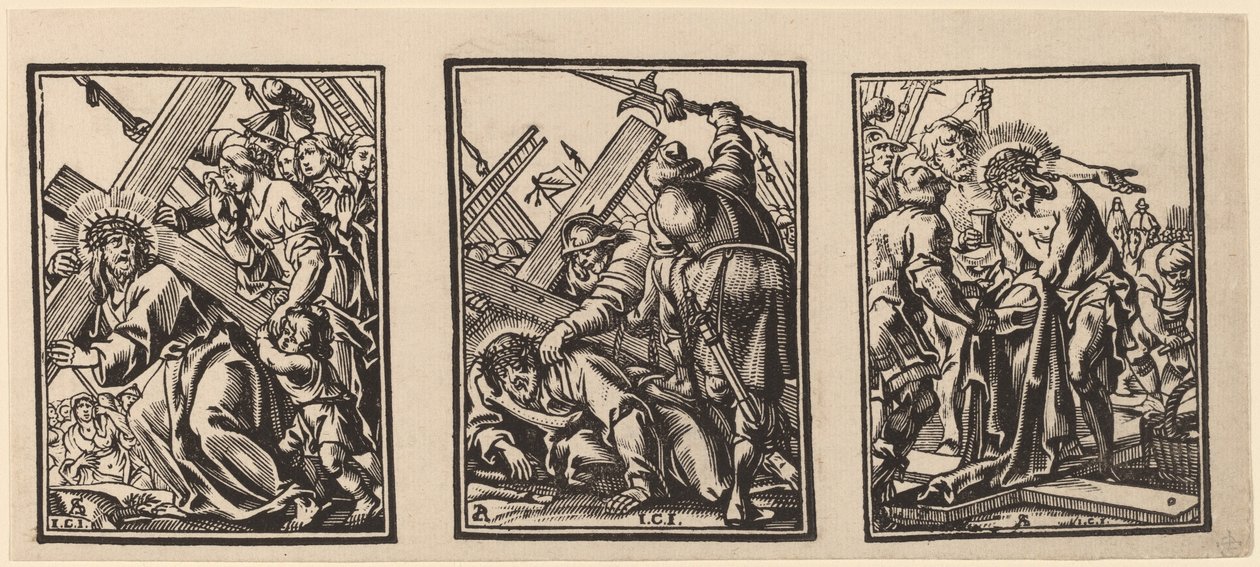 Trois scènes sur le chemin du Calvaire - Christoffel Jegher after Anthonis Sallaert