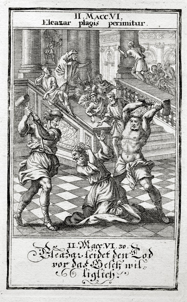 Éléazar accepte volontairement la peine de mort, Maccabées 1695 - Christoph Weigel