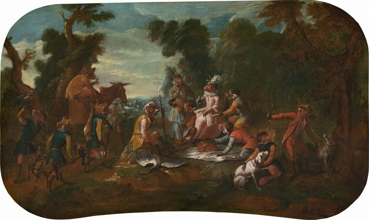 Singerie : Le pique-nique, vers 1739 (huile sur toile) - Christophe Huet