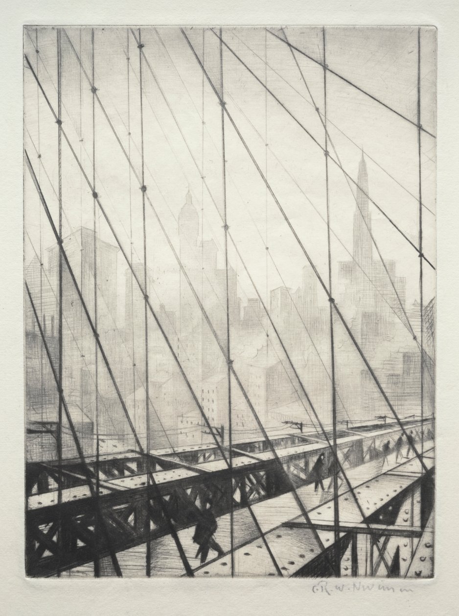 Regardant à travers le pont de Brooklyn - Christopher Richard Wynne Nevinson
