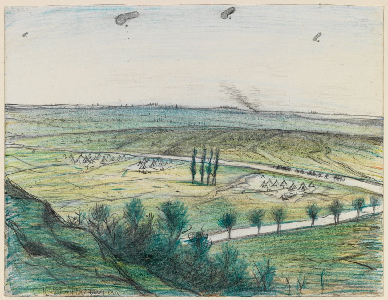 Paysage avec ballons d