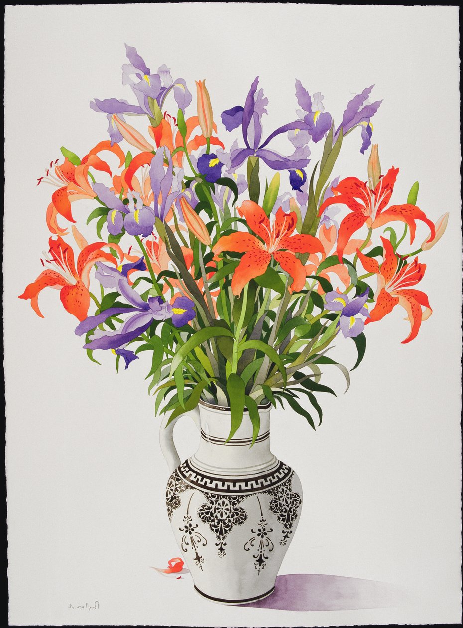 Fleurs dans un pichet noir et blanc - Christopher Ryland