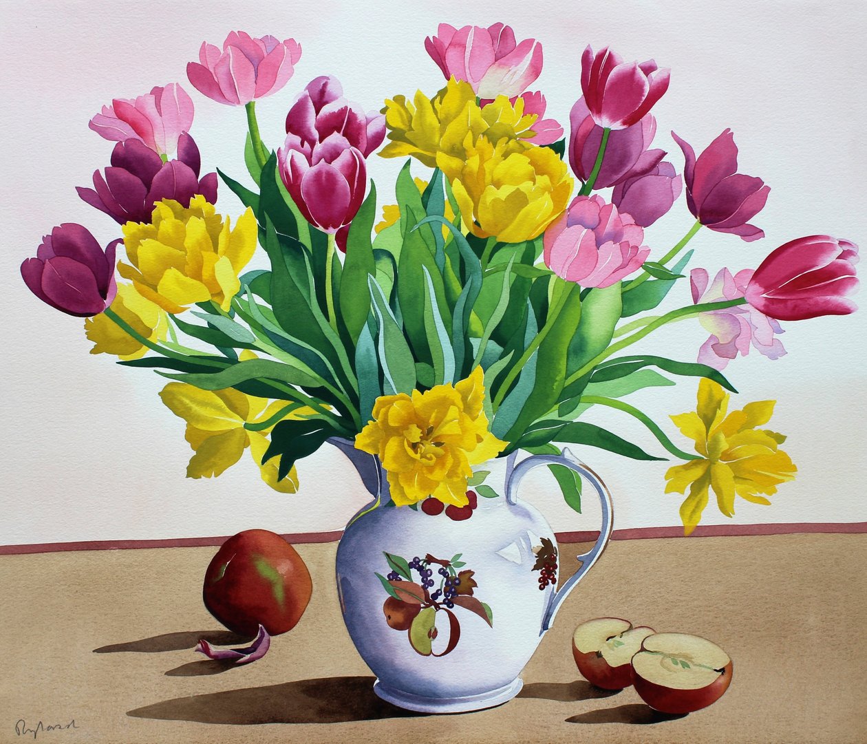 Tulipes dans un pot avec des pommes - Christopher Ryland