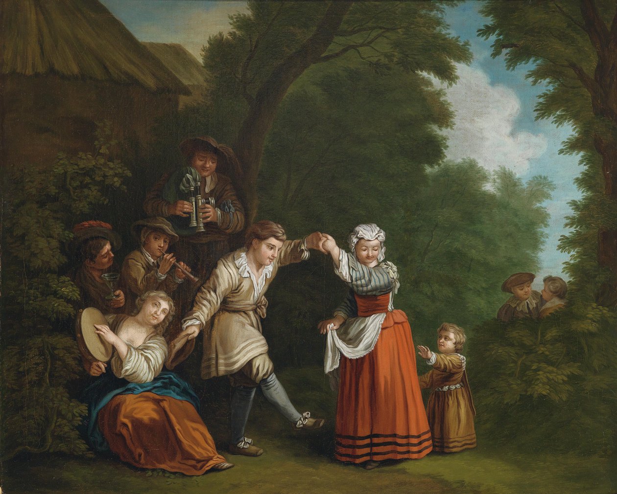 Une danse rurale (avec joueur de cornemuse) - Circle of Jean Baptiste Le Prince