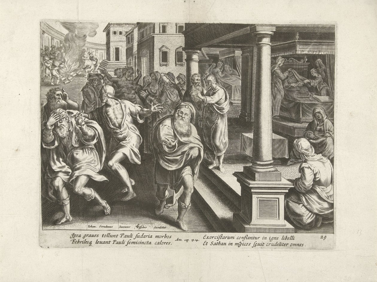 Paul chasse les mauvais esprits à Éphèse (Actes des Apôtres, Acta Apostolorum) - Claes Jansz. Visscher (II) (workshop of)