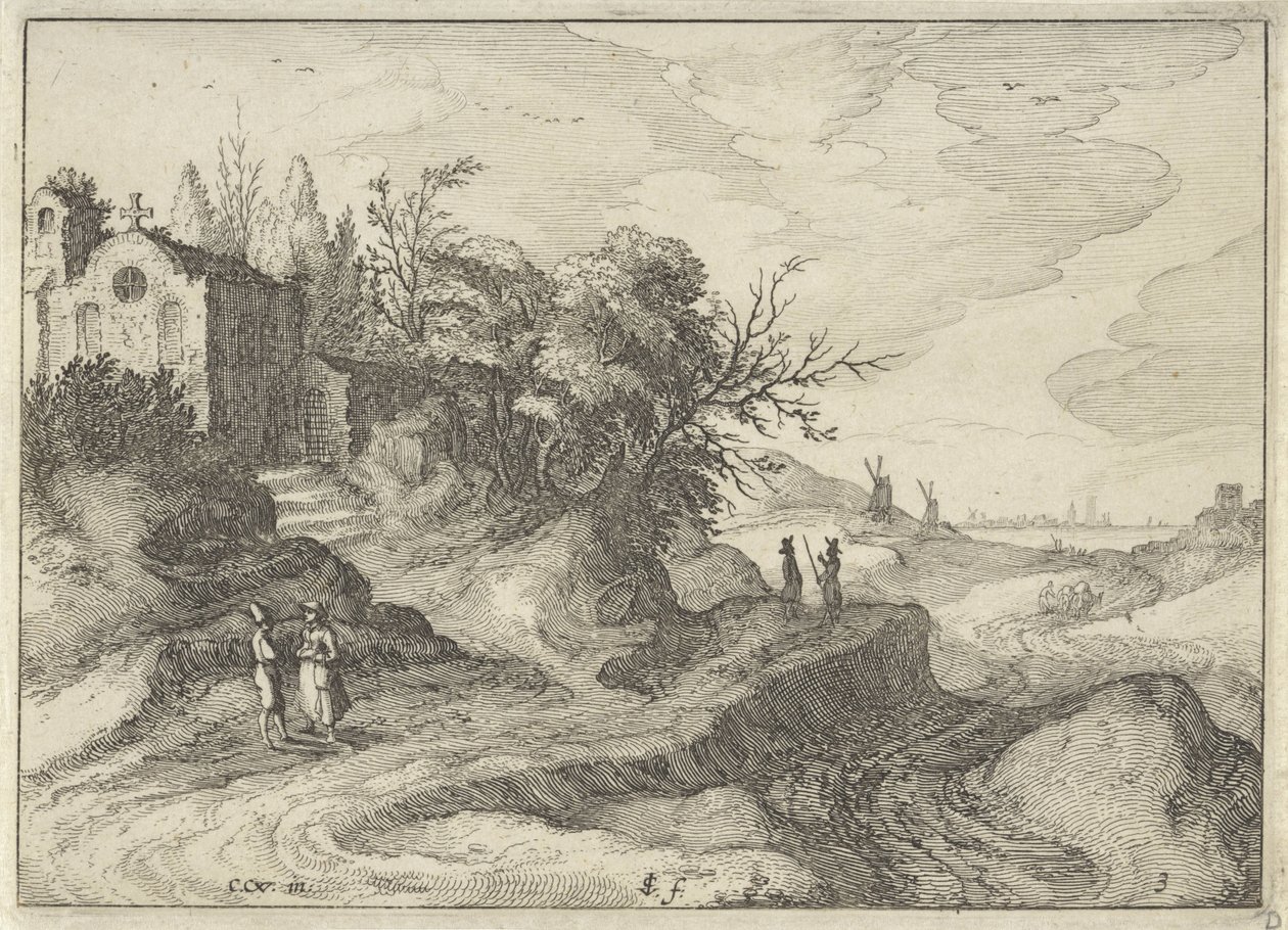 Chapelle sur un chemin sinueux - Claes Jansz. Visscher (II)