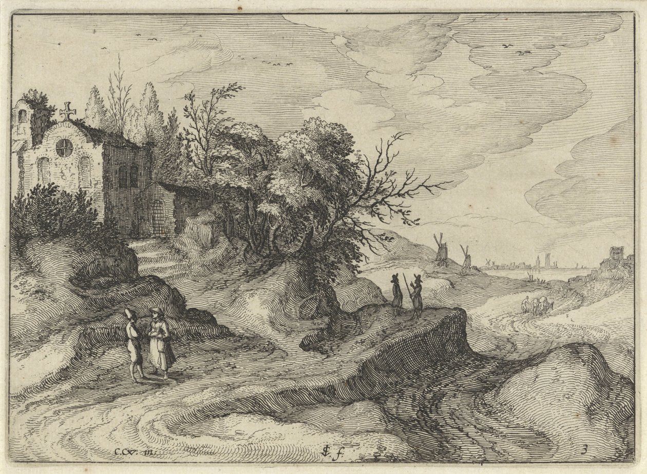 Chapelle sur un chemin de campagne sinueux - Claes Jansz. Visscher (II)