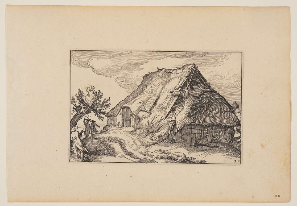 Une grange, de Paysages (Verscheyden aerdige Lanthuysen...) - Claes Jansz. Visscher
